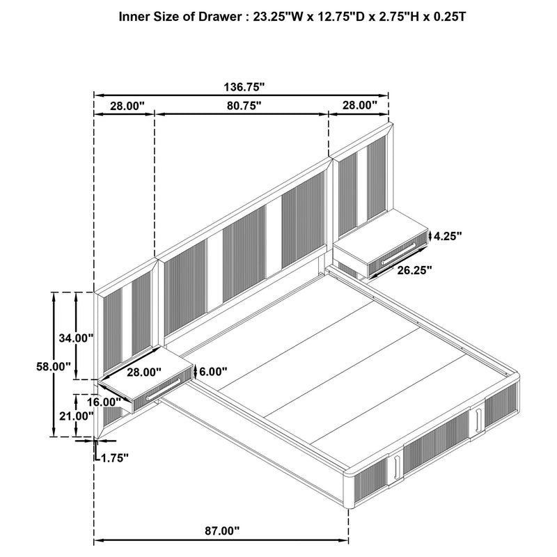 Terrace Panel Storage Bed Ash Brown