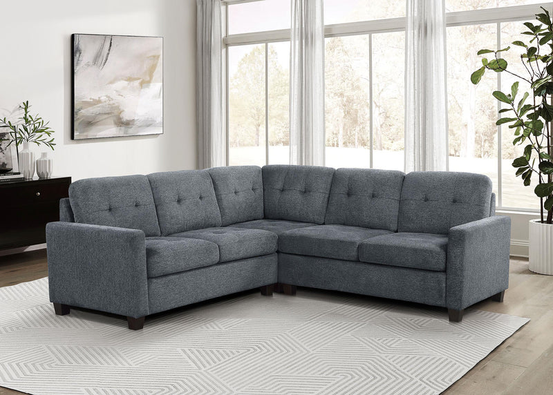 Georgina 3-piece Upholstered Sectional Sofa Steel Beige