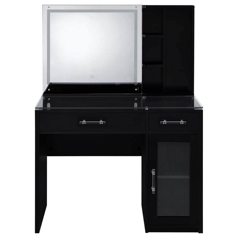 Flora 2-drawer Vanity Set with LED Mirror High Gloss