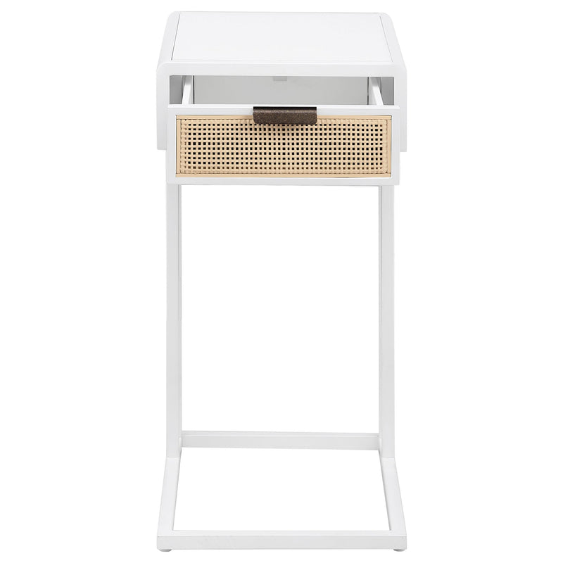 Amherst 1-drawer Radio Weave Cane Metal Side Table
