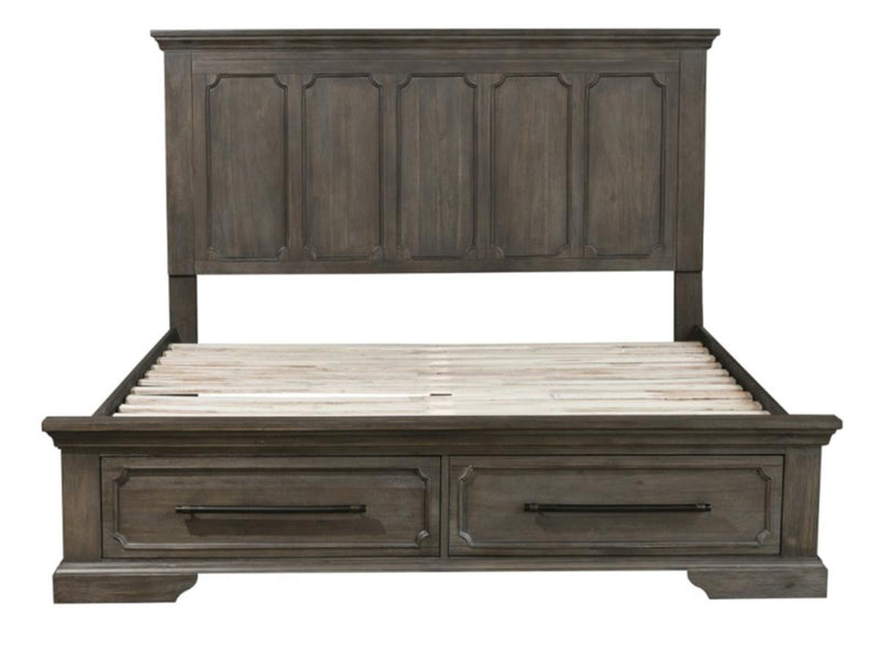 Taulon Queen Platform Bed with Footboard Storage in Dark Oak 5438-1*