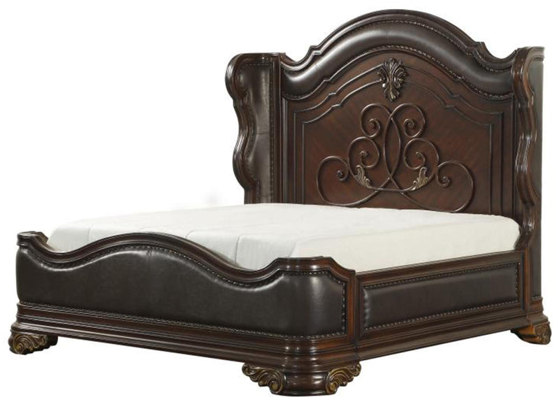 Royal Highlands King Upholstered Panel Bed in Rich Cherry 1603K-1EK