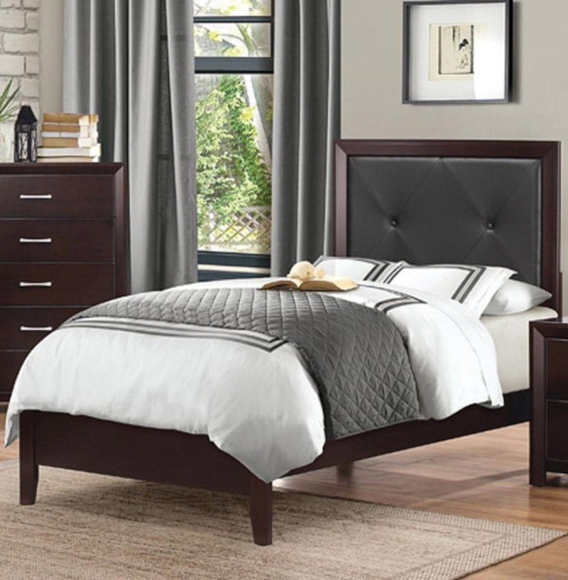 Edina Twin Panel Bed in Espresso-Hinted Cherry 2145T-1