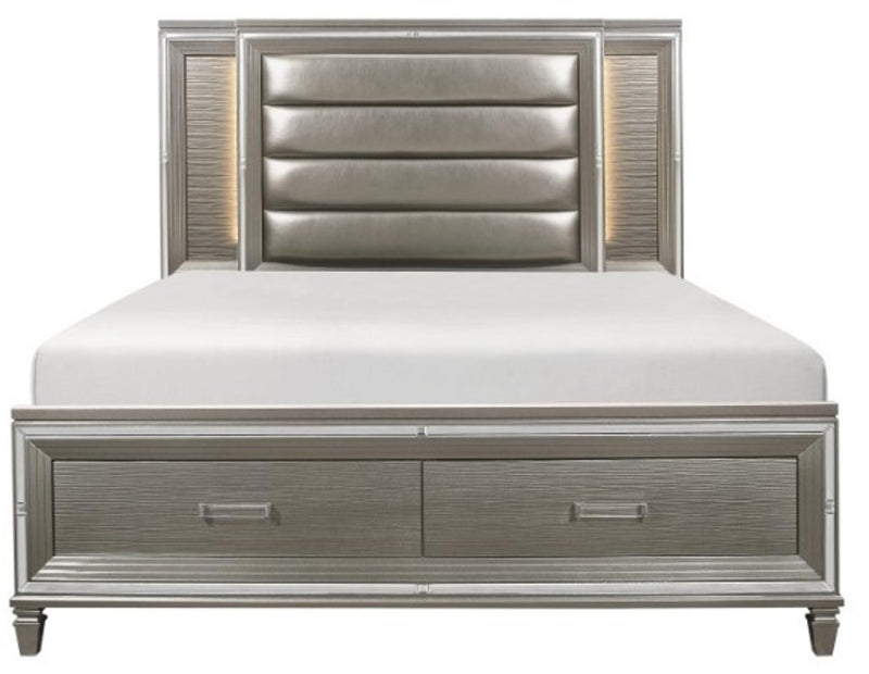 Tamsin King Upholstered Storage Bed in Silver Grey Metallic 1616K-1EK*