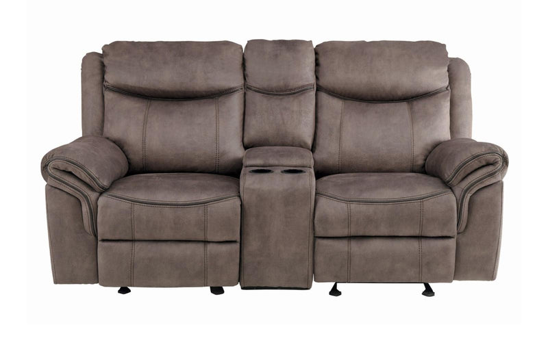 Aram Double Glider Reclining Loveseat in Dark Brown 8206NF-2