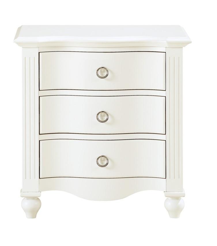 Meghan 3 Drawer Nightstand in White 2058WH-4