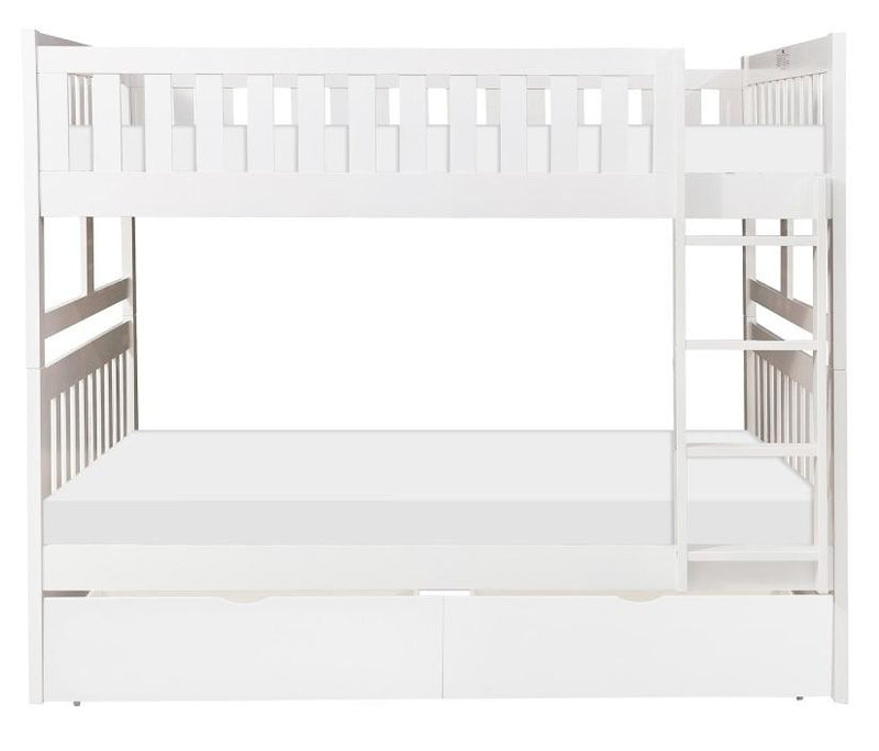 Galen Full/Full Bunk Bed w/ Storage Boxes in White B2053FFW-1*T