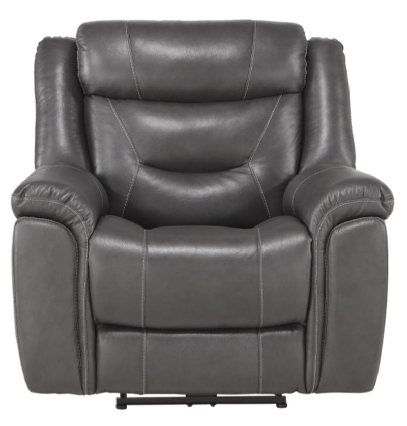 Danio Power Double Reclining Chair with Power Headrests in Dark Gray 9528DGY-1PWH