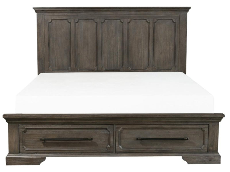 Taulon King Platform Bed with Footboard Storage in Dark Oak 5438K-1EK*
