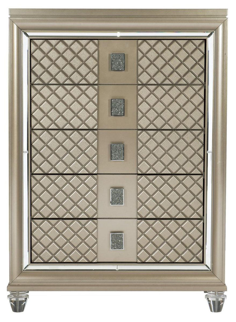 Loudon 5 Drawer Chest in Champagne Metallic 1515-9